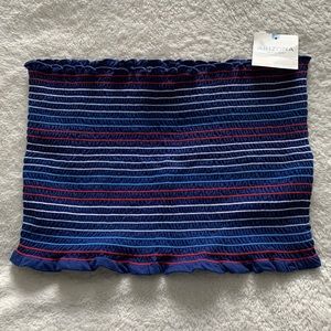 Arizona red, white, and blue striped ruffle tube top
